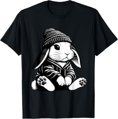 Unisex Cotton T-Shirt with Fun Graphic Print - Rabbit